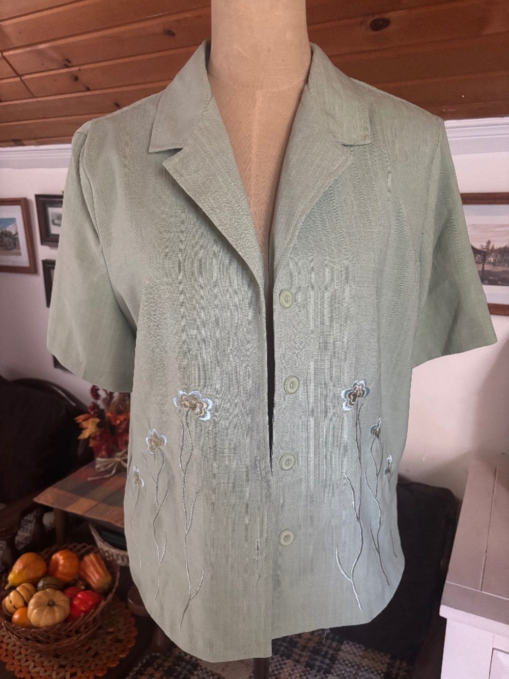 Mint Green and Blue Vintage Button Blazer